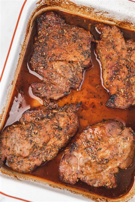 tender oven baked pork steaks.